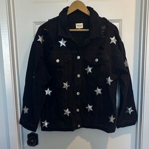 Peach Love California Black Jacket with Silver Stars